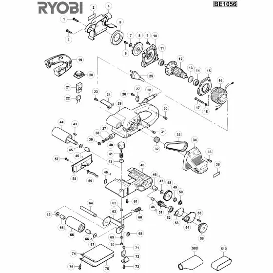 Ryobi BE1056 Spare Parts List Type: 1000013710